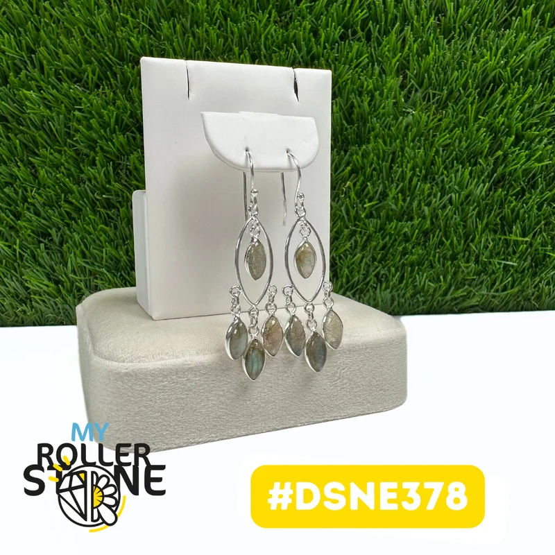 Labradorit-Ohrringe mit Blattmotiv und Traumfänger-Design aus 925er Sterlingsilber #DSNE378