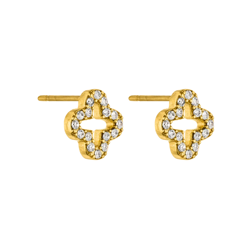 Pave Lucky Aura Ohrstecker 14K Vergoldet