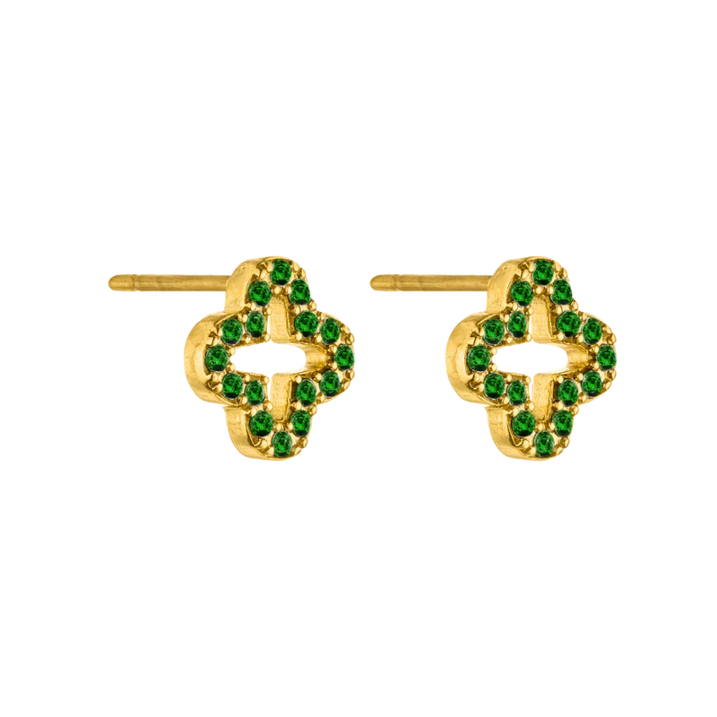 Pave Lucky Aura Ohrstecker 14K Vergoldet