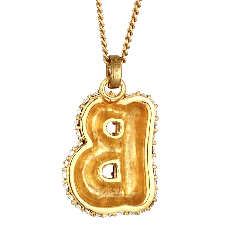 Halskette Bubble Buchstabe B | Glas Kristalle (Weiß)