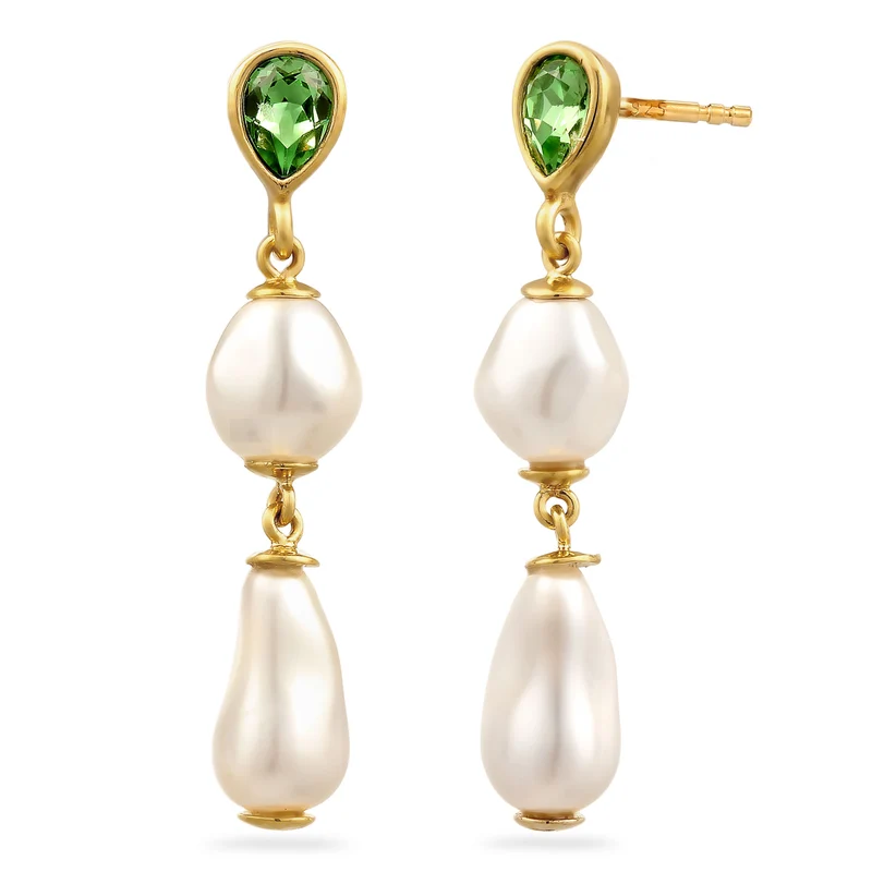 Ohrstecker Tropfen | Mit Kristallen von Swarovski® (Hellgrün) & Synthetische Perle