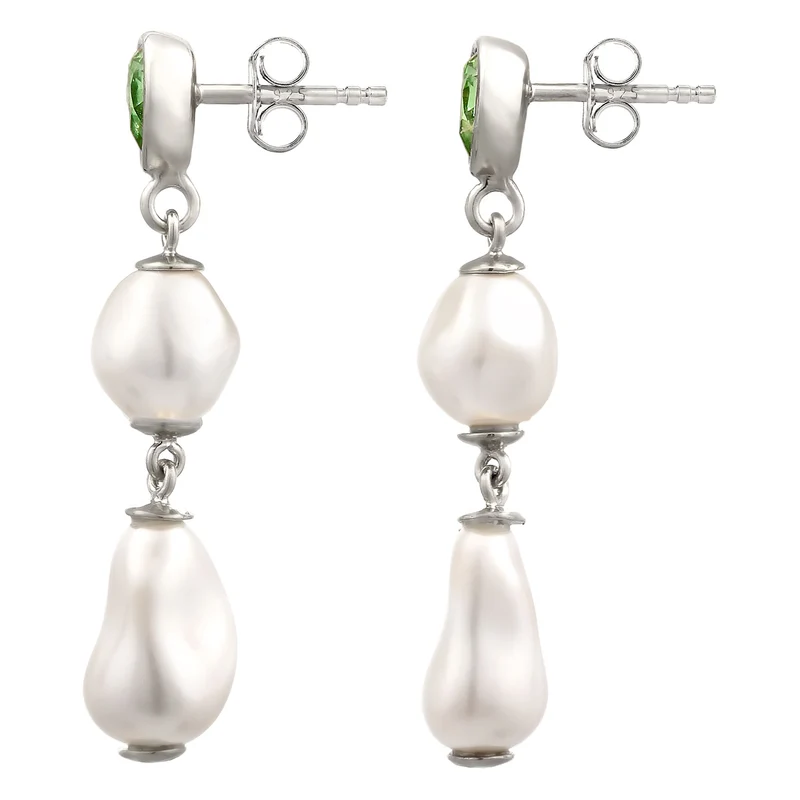Ohrstecker Tropfen | Mit Kristallen von Swarovski® (Hellgrün) & Synthetische Perle
