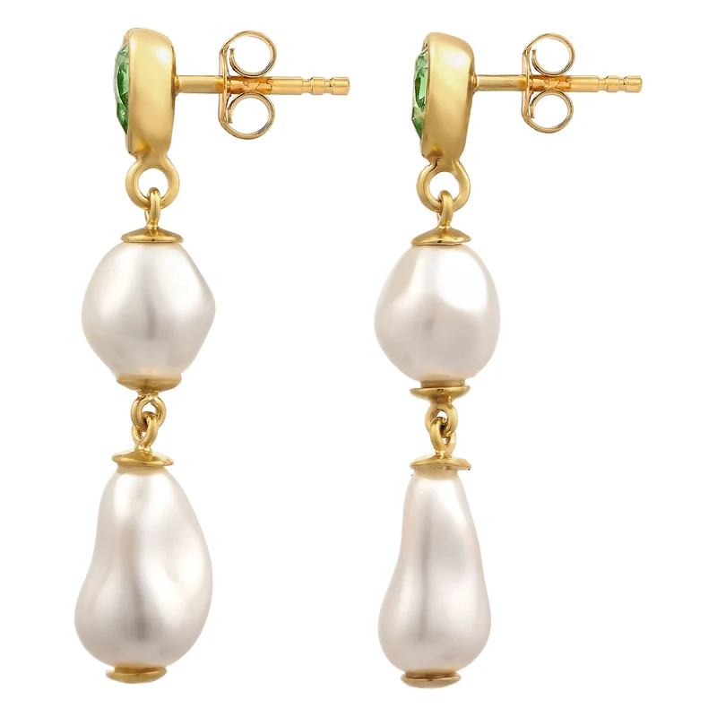 Ohrstecker Tropfen | Mit Kristallen von Swarovski® (Hellgrün) & Synthetische Perle