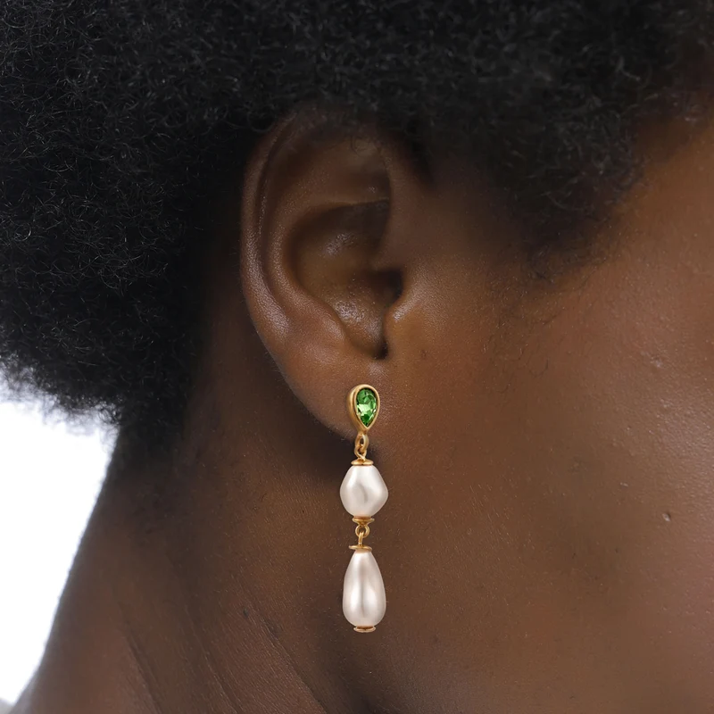 Ohrstecker Tropfen | Mit Kristallen von Swarovski® (Hellgrün) & Synthetische Perle