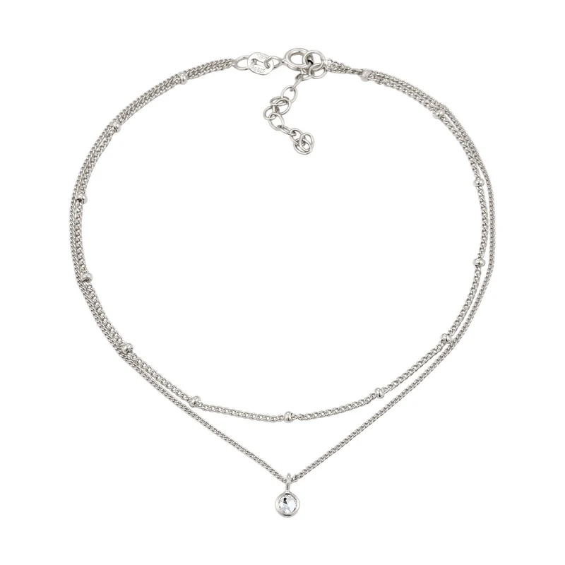 Layer-Fußkettchen Kugeln | Mit Kristallen von Swarovski® (Weiß)