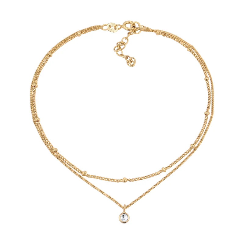 Layer-Fußkettchen Kugeln | Mit Kristallen von Swarovski® (Weiß)