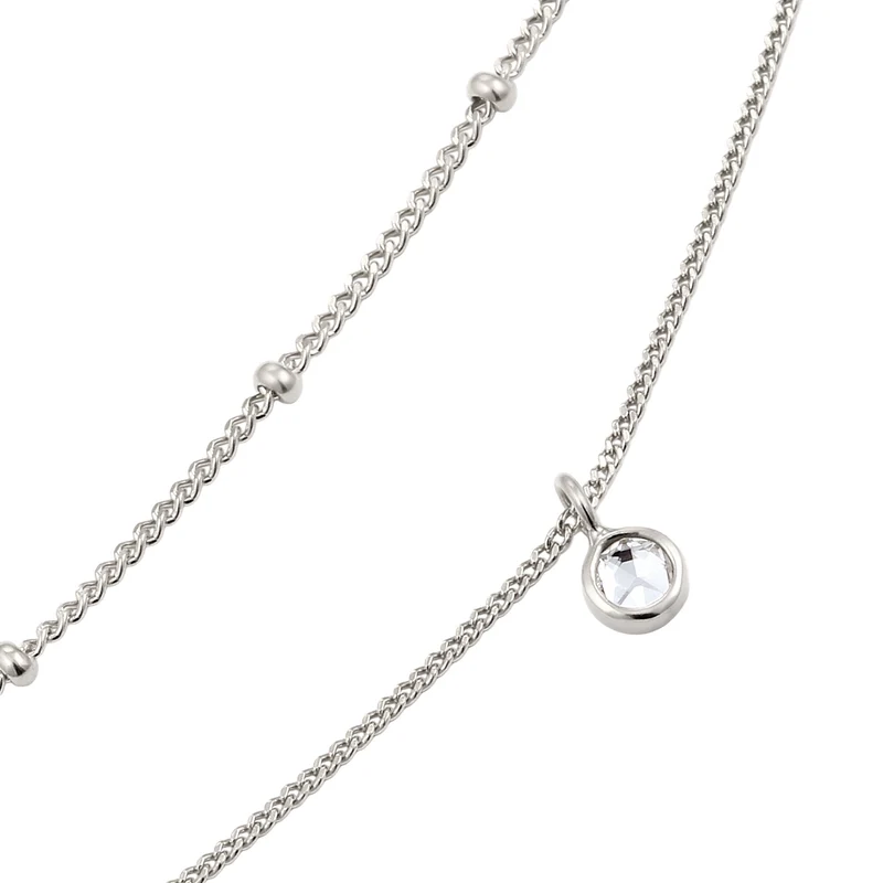 Layer-Fußkettchen Kugeln | Mit Kristallen von Swarovski® (Weiß)