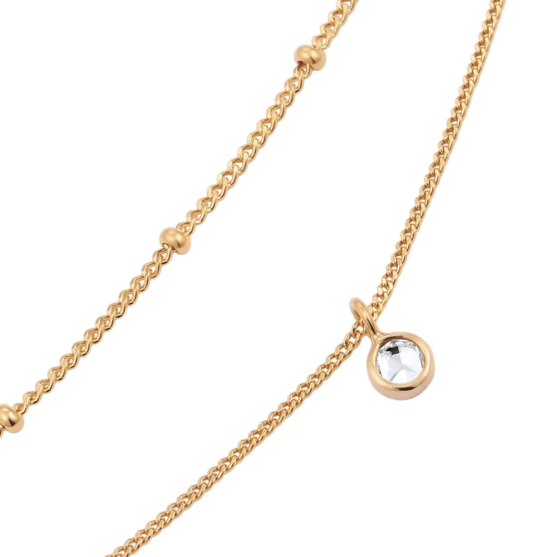 Layer-Fußkettchen Kugeln | Mit Kristallen von Swarovski® (Weiß)