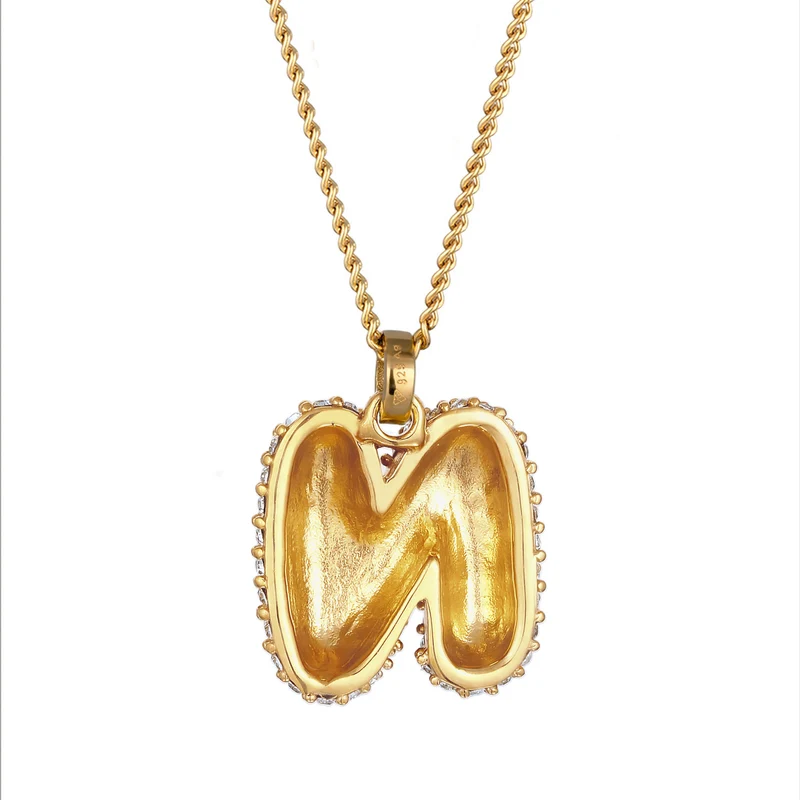 Halskette Bubble Buchstabe N | Mit Kristallen von Swarovski® (Weiß)