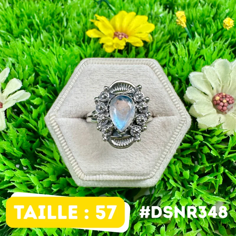 Labradorit-Ring mit Blumenmuster aus 925er Sterlingsilber #DSNR348
