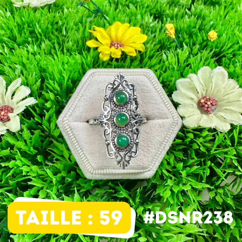 Chrysopras-Trio-Design-Ring aus 925er Sterlingsilber #DSNR238