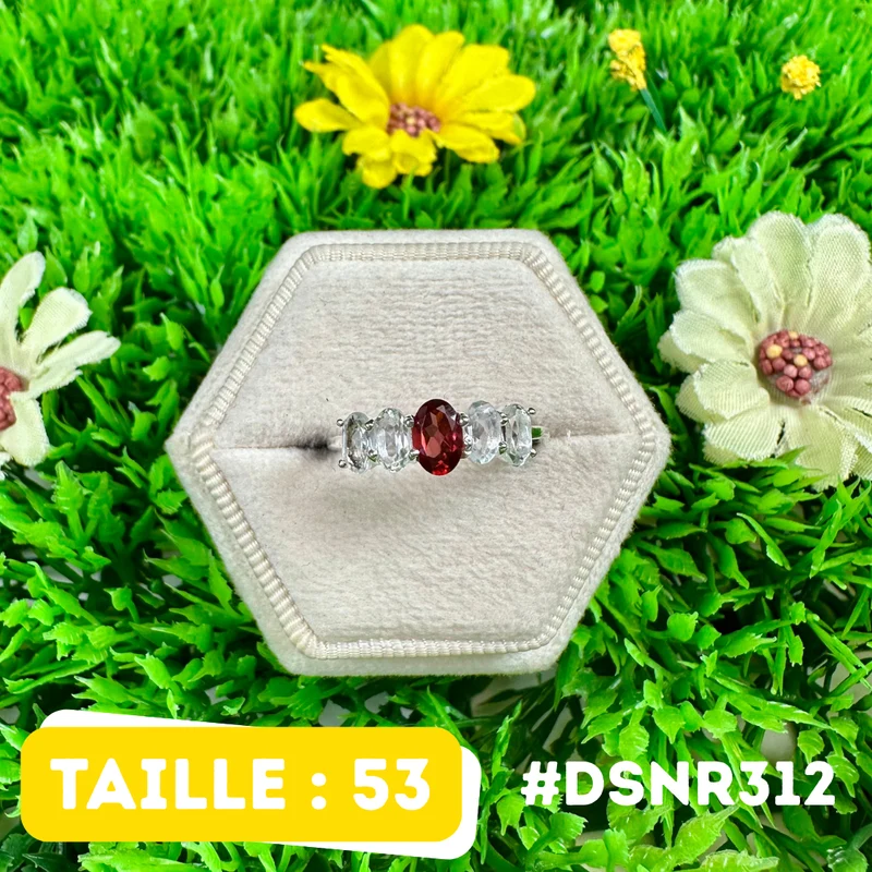Ring mit Granat- und Bergkristall-Design aus 925er Sterlingsilber #DSNR312
