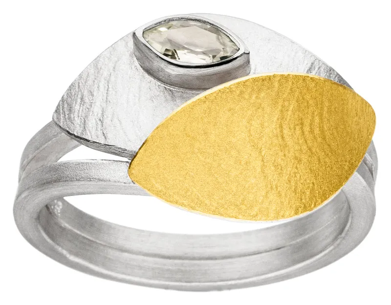 925er Silber Ring feingoldbelegt MANU R1292MQ