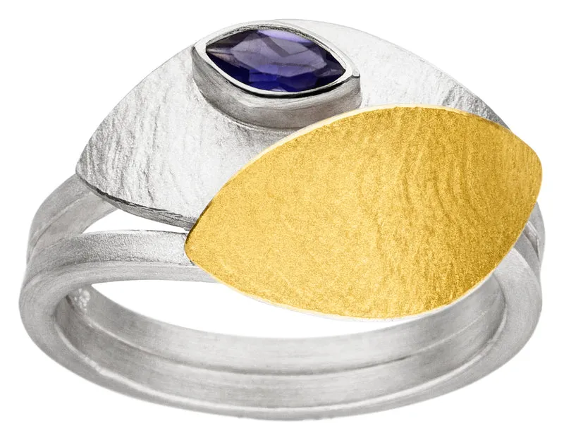 925er Silber Ring feingoldbelegt MANU R1292IO
