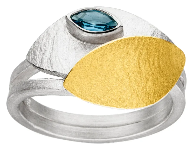 925er Silber Ring feingoldbelegt MANU R1292TL