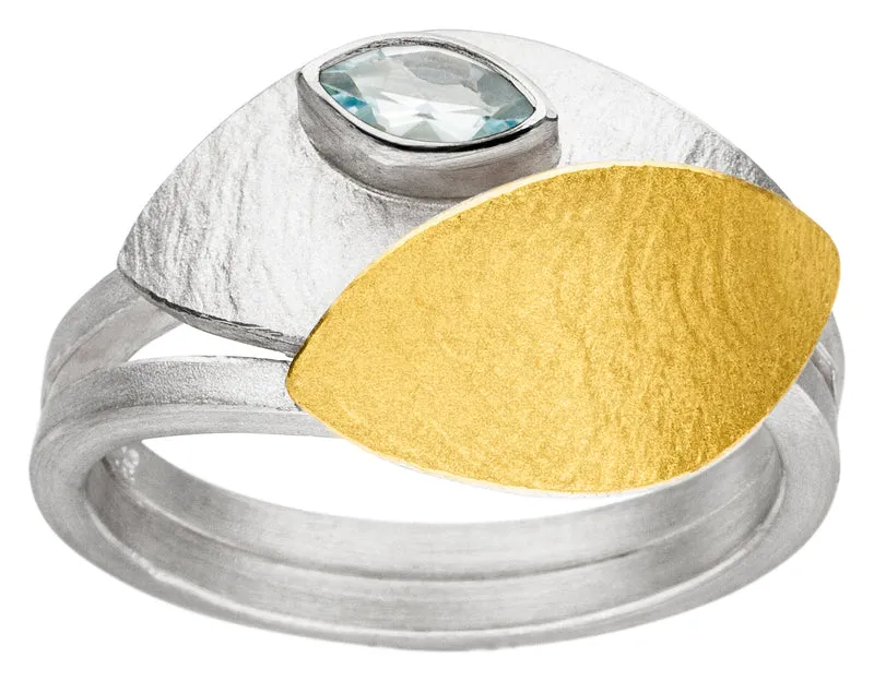 925er Silber Ring feingoldbelegt MANU R1292TO