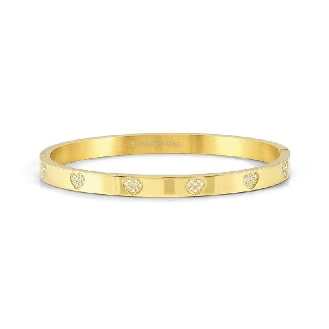 Pretty Bangles Small Pave Heart Bracelet in Gold & CZ