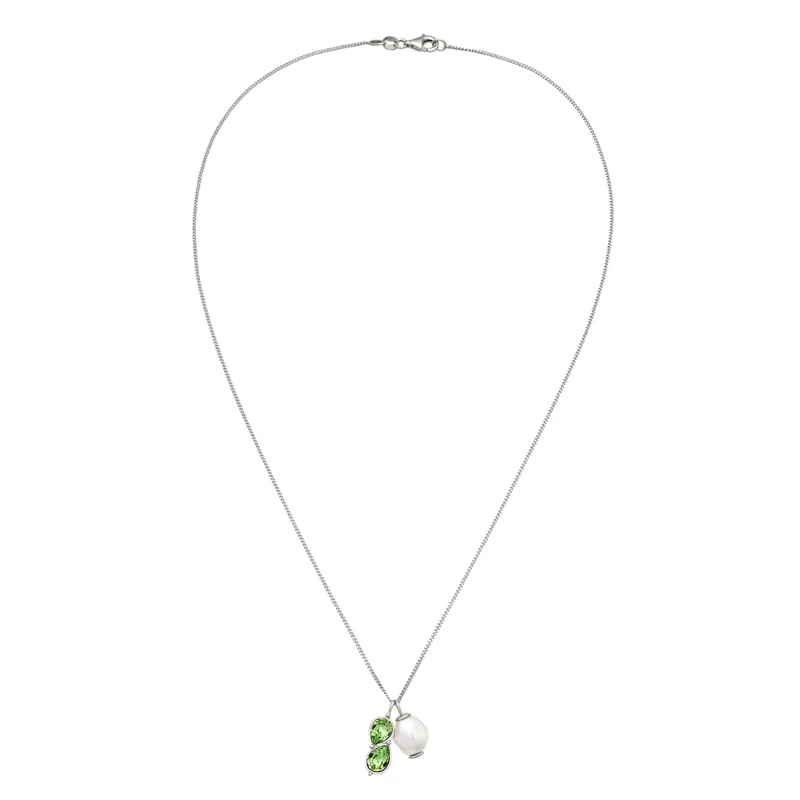 Halskette Tropfen | Mit Kristallen von Swarovski® (Hellgrün) & Synthetische Perle
