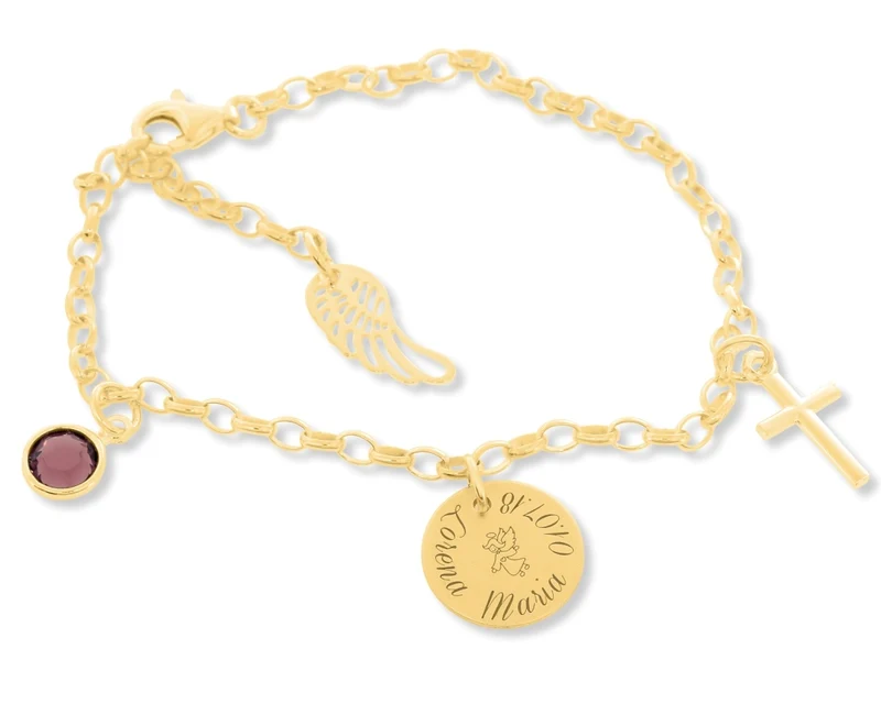 ARMBAND ZUR TAUFE, GESCHENK ZUR GEBURT, ARMBAND VERGOLDET