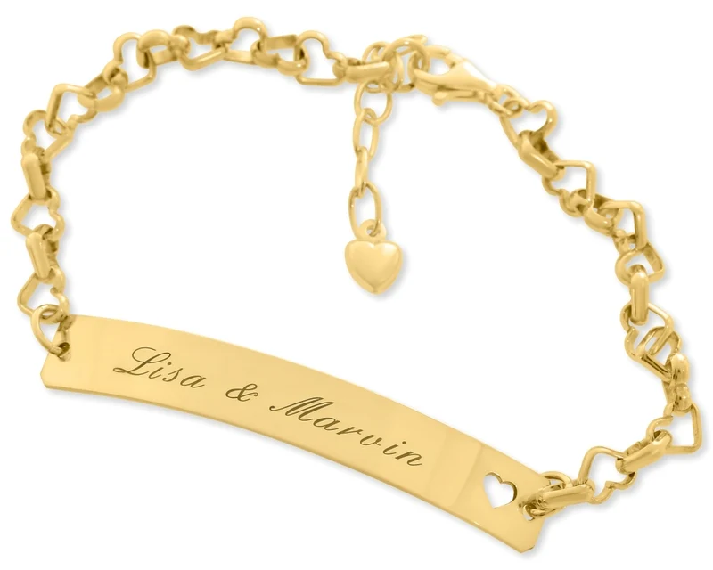 HERZ ARMBAND MIT GRAVUR, NAMENSARMBAND, GESCHENK ZUR HOCHZEIT