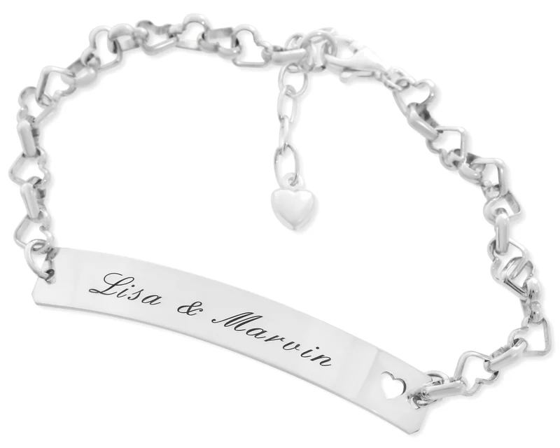 ID ARMBAND MIT GRAVUR, DAMENSCHMUCK PERSONALISIERT, ARMBAND MIT NAMEN