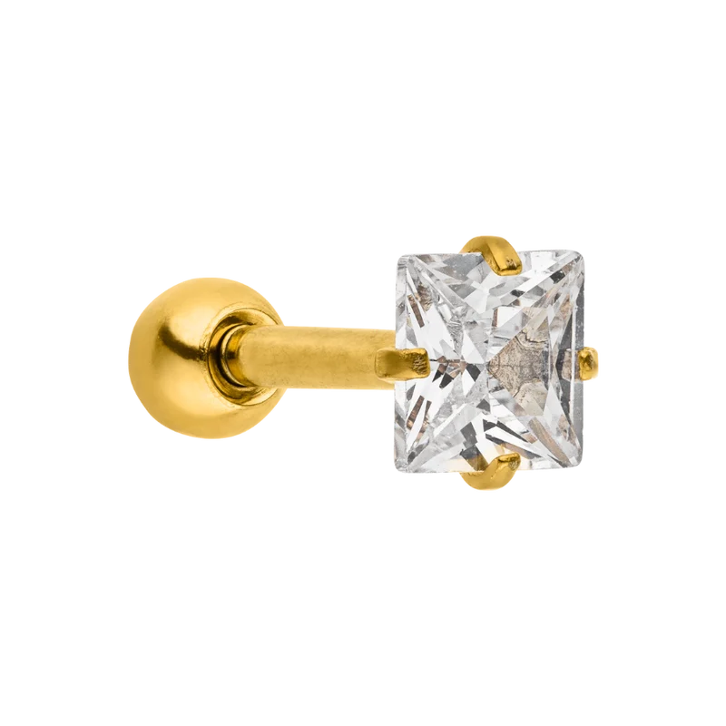 Square Stone Ohr Piercing