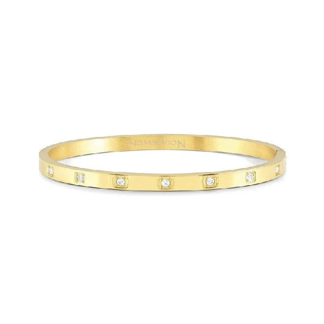 Pretty Bangles Large Bracelet in Gold & Square CZ