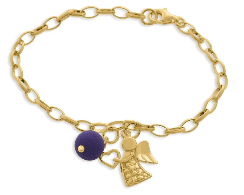 ENGEL ARMBAND MIT PERLE VERGOLDET, TAUFARMBAND MIT ANHÄNGER