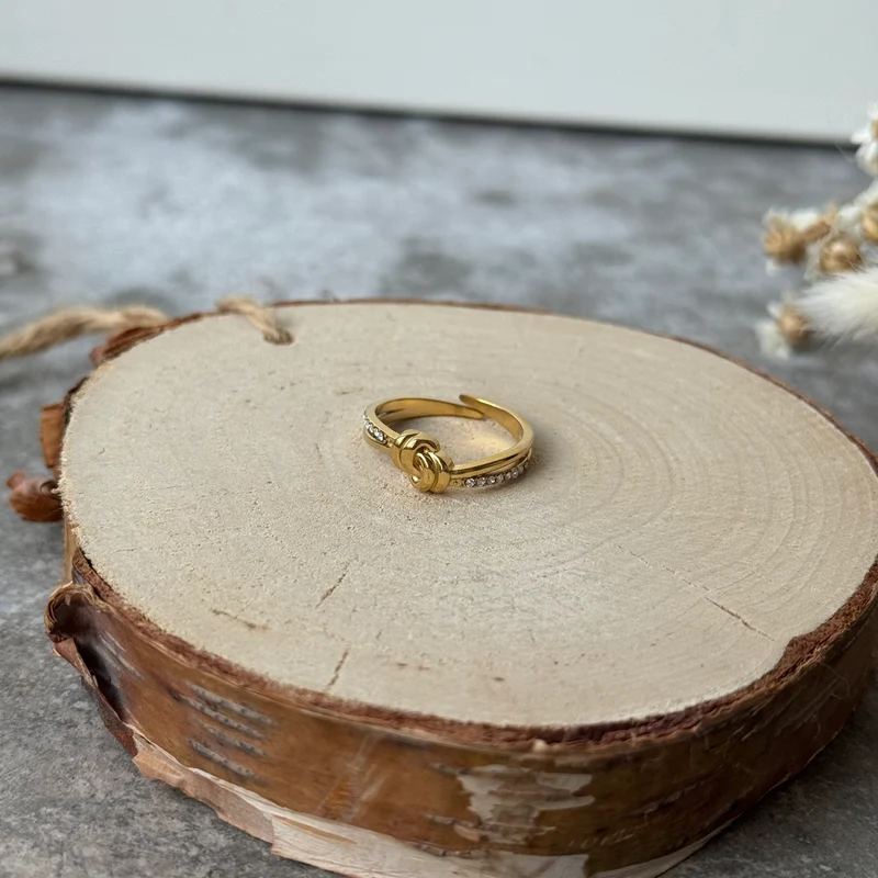 Knots Ring | Strass Gold