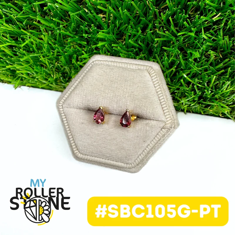 Ohrringe aus rosa Turmalin in 925er Sterlingsilber mit 18-karätiger Vergoldung (SBC105G-PT)