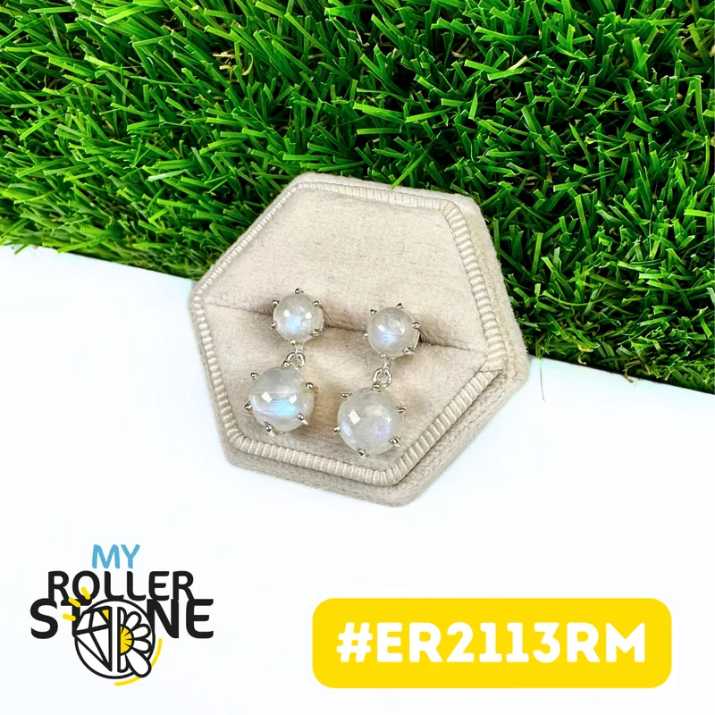 Mondstein-Ohrringe aus 925er Sterlingsilber (ER2113RM)