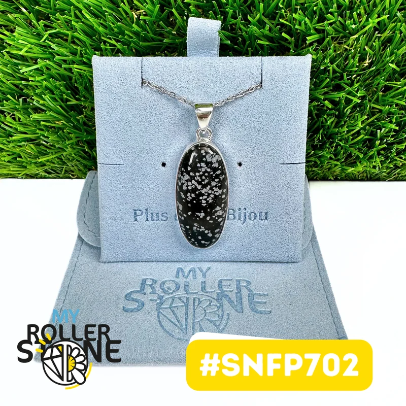 Obsidian-Schneeflocken-Anhänger aus 925er Sterlingsilber (SNFP702)
