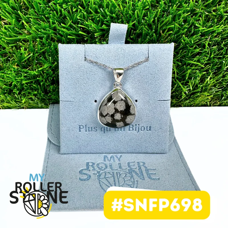 Obsidian-Schneeflocken-Anhänger aus 925er Sterlingsilber (SNFP698)