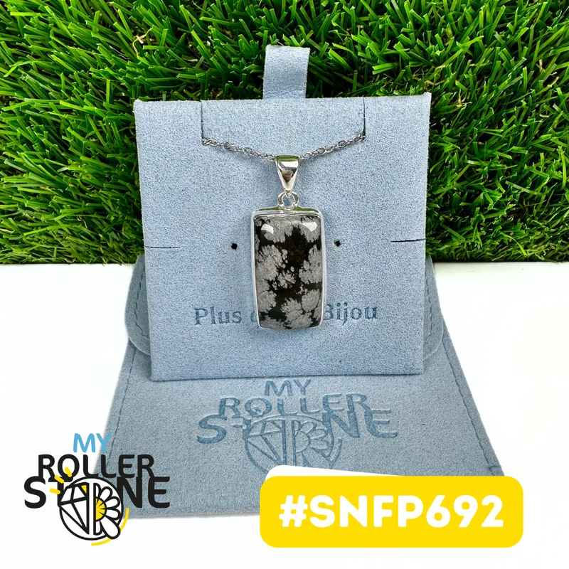 Obsidian-Schneeflocken-Anhänger aus 925er Sterlingsilber (SNFP692)