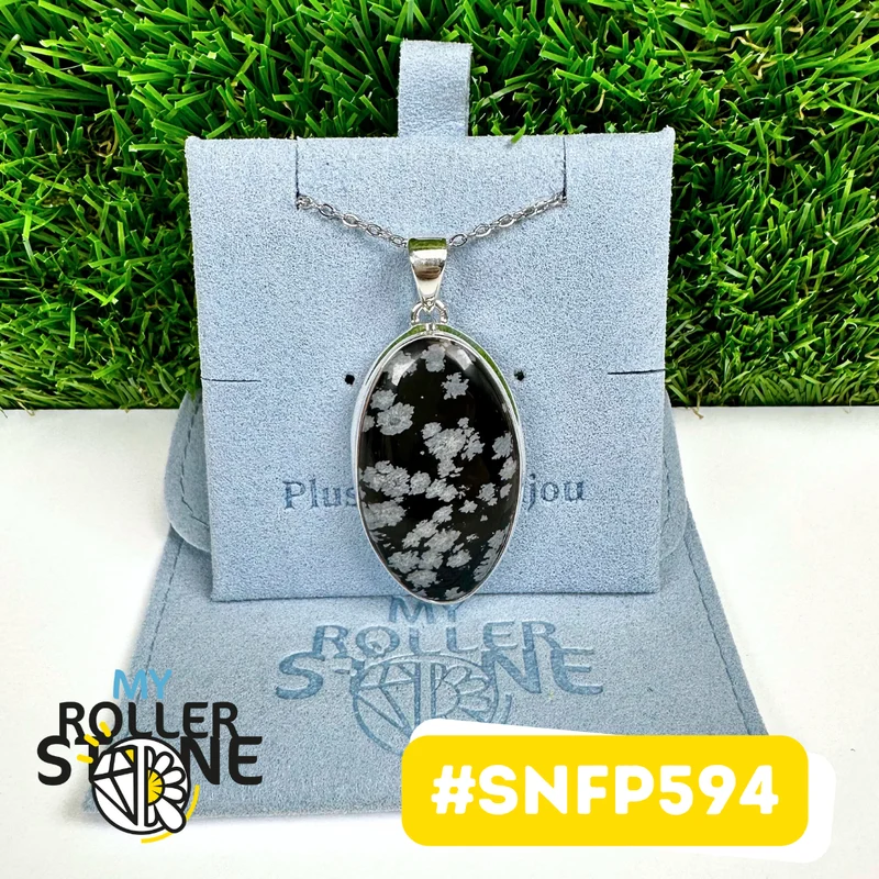 Obsidian-Schneeflocken-Anhänger aus 925er Sterlingsilber (SNFP594)