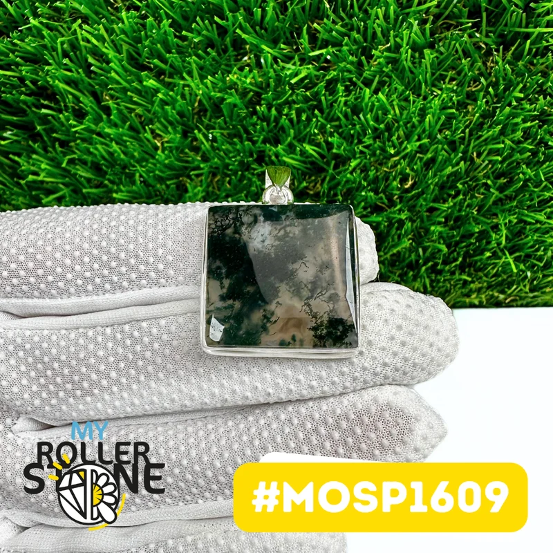 Moosachat-Anhänger in 925er Sterlingsilber (MOSP1609)