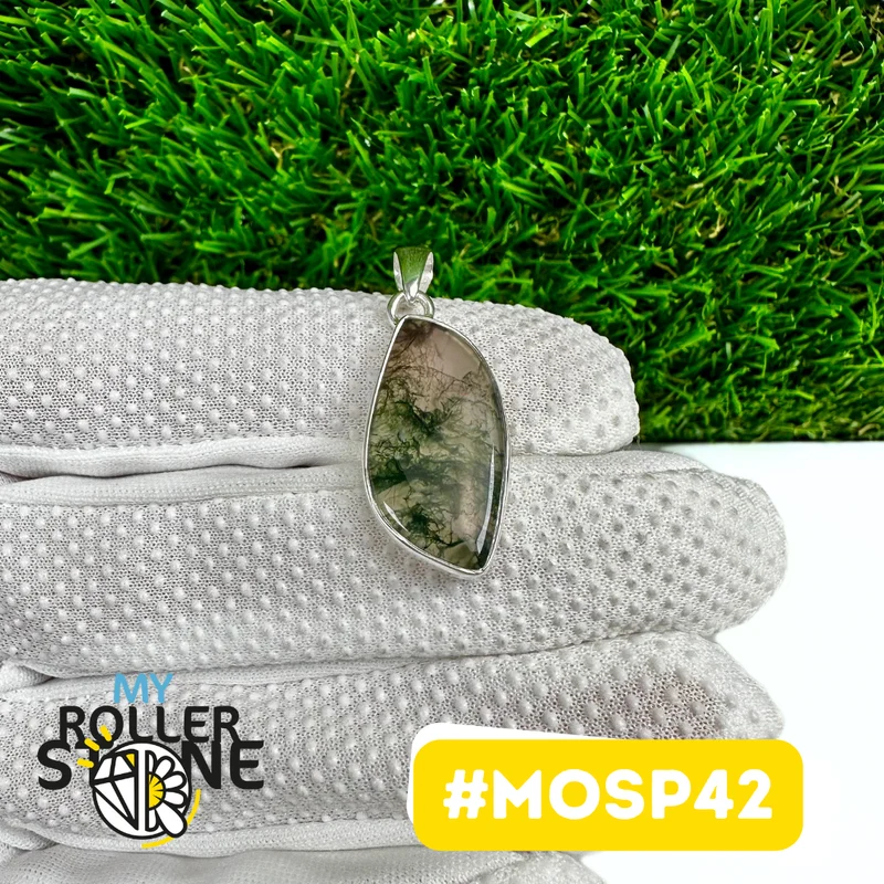Moosachat-Anhänger in 925er Sterlingsilber (MOSP42)