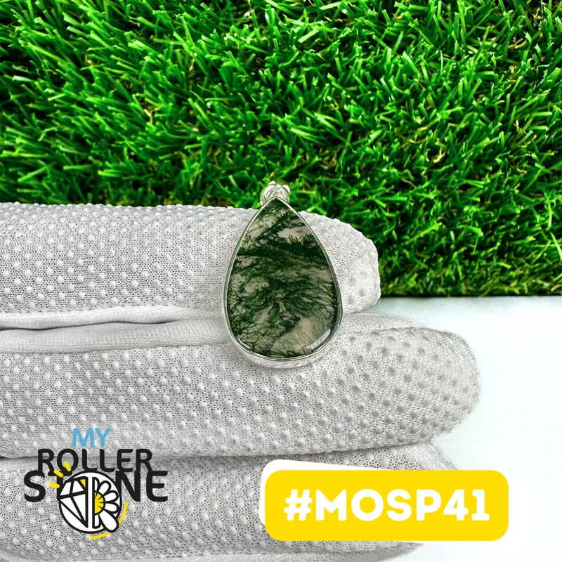 Moosachat-Anhänger in 925er Sterlingsilber (MOSP41)