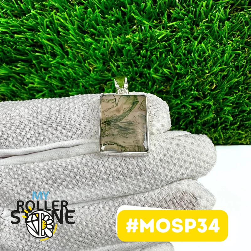 Moosachat-Anhänger in 925er Sterlingsilber (MOSP34)