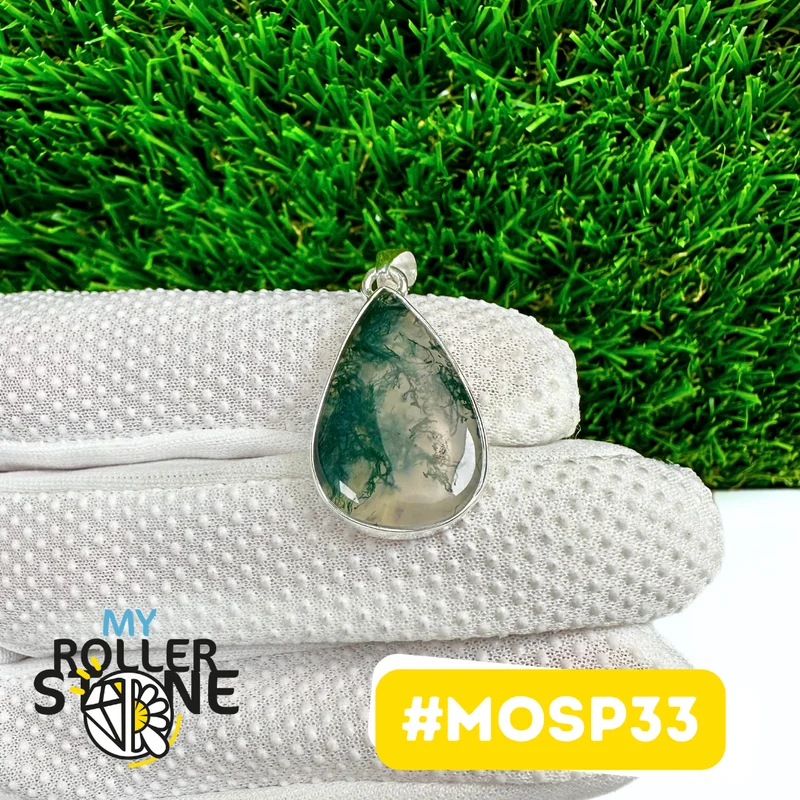 Moosachat-Anhänger in 925er Sterlingsilber (MOSP33)