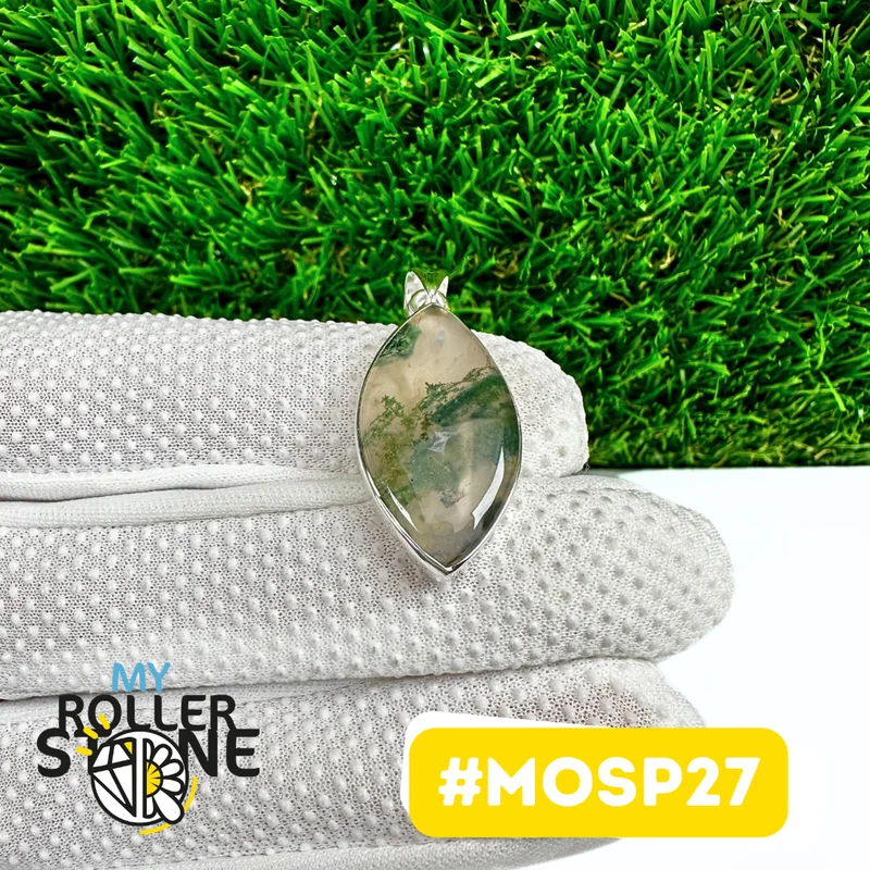 Moosachat-Anhänger in 925er Sterlingsilber (MOSP27)