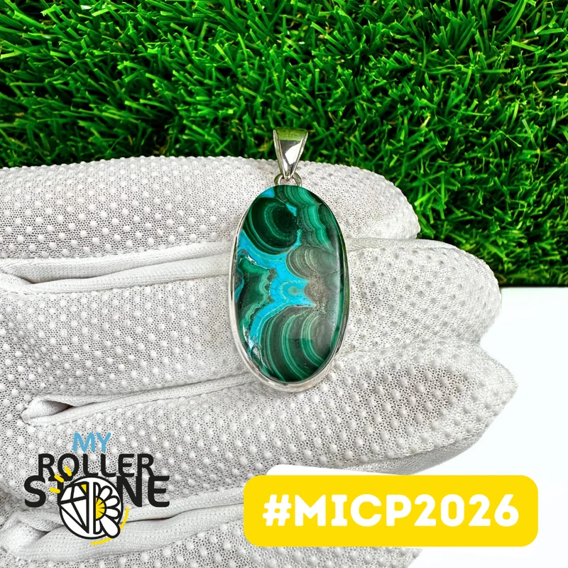 Malachit-Chrysokoll-Anhänger in 925er Sterlingsilber (MICP2026)
