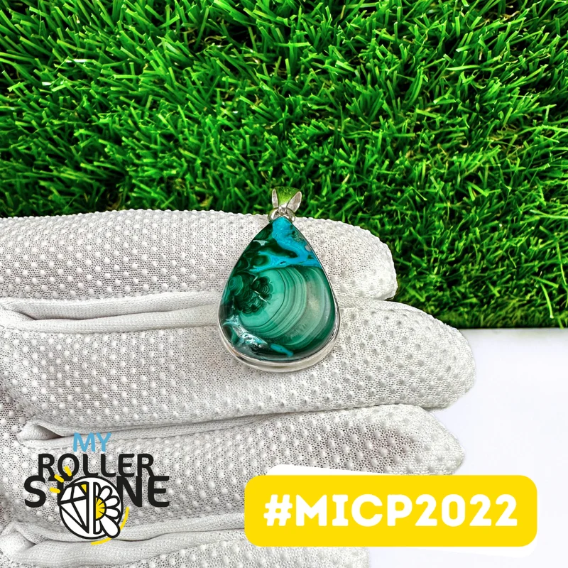 Malachit-Chrysokoll-Anhänger in 925er Sterlingsilber (MICP2022)
