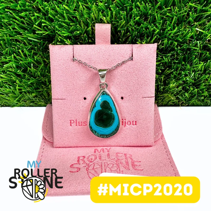 Malachit-Chrysokoll-Anhänger in 925er Sterlingsilber (MICP2020)