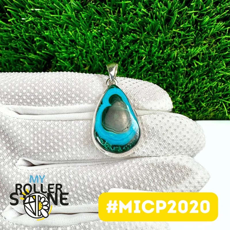 Malachit-Chrysokoll-Anhänger in 925er Sterlingsilber (MICP2020)