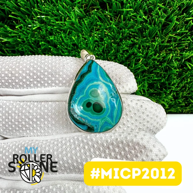 Malachit-Chrysokoll-Anhänger in 925er Sterlingsilber (MICP2012)