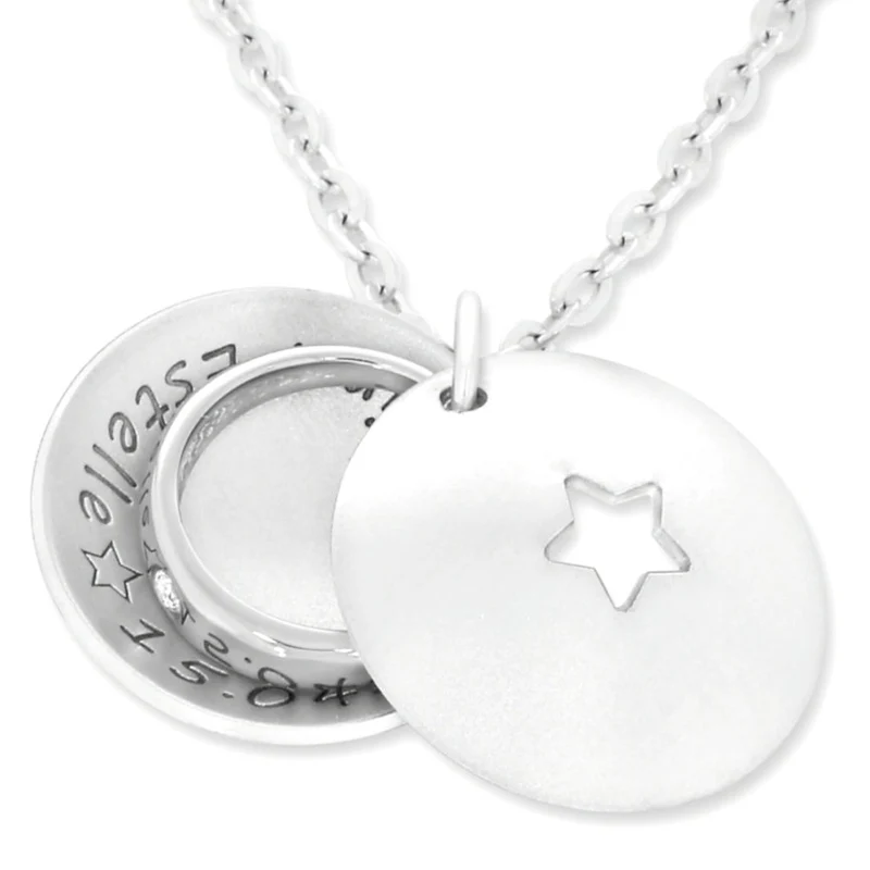 MEDAILLON MIT TRAUFRING 925 SILBER, KETTE MIT GRAVUR