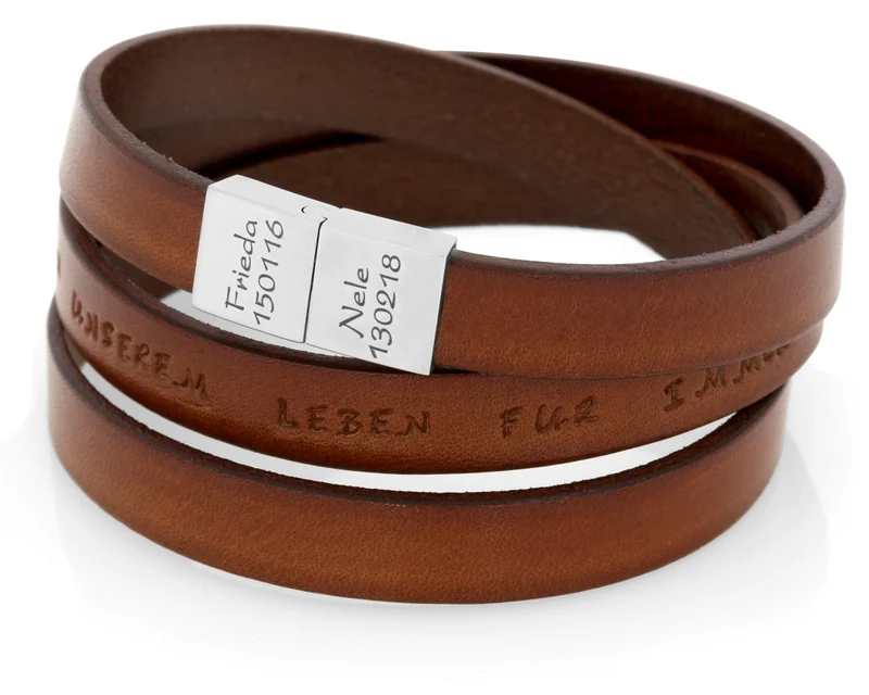 LEDER MÄNNERARMBAND, HERREN ARMBAND MIT GRAVUR