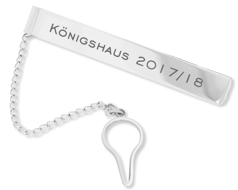 EDELSTAHL KRAWATTENKLAMMER MIT GRAVUR, KRAWATTENNADEL SILBER