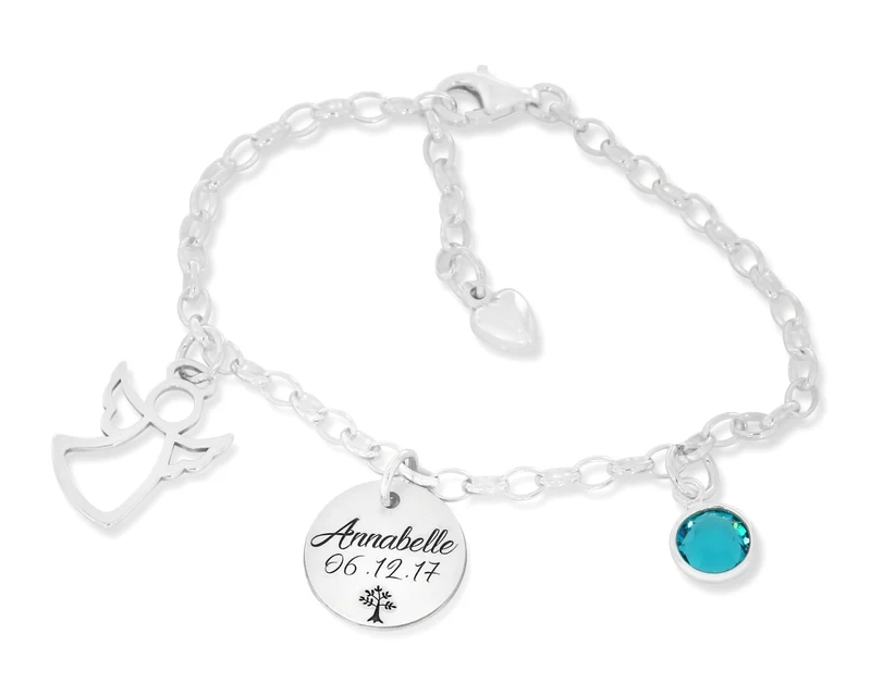 TAUFARMBAND 925 SILBER ARMKETTCHEN MIT GRAVUR SILBERARMBAND ENGEL TAUFE